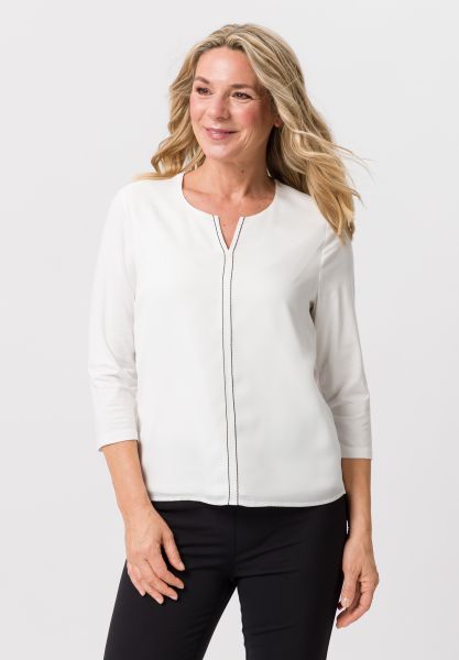 Blouse overhemd met contrasterend gekleurd sierstiksel