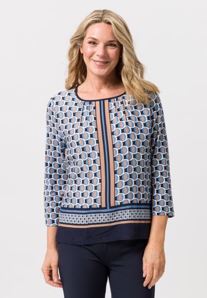 Blouse overhemd met aantrekkelijke panneaux print