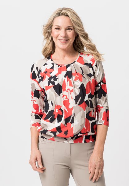 Blouse shirt met modern bloemmotief