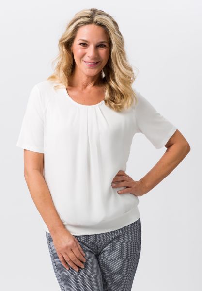 Blouse overhemd in een mix van materialen