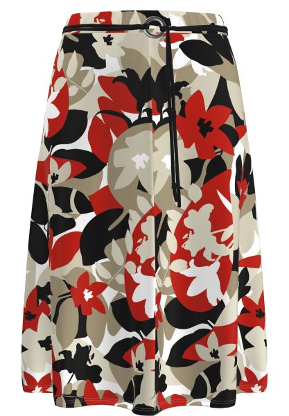 Jersey rok met modieuze bloemenprint